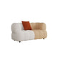 Sewn Pillow Back Standard Sofa Tuxedo Arm Seating in White and Khaki