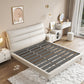 Wood and Upholstered Bed Frame Glam White Panel Bed, 46" Tall