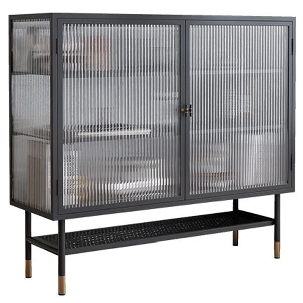 Iron Soggiorno del salotto del salotto mobile moderno server moderno con archiviazione e porta di vetro