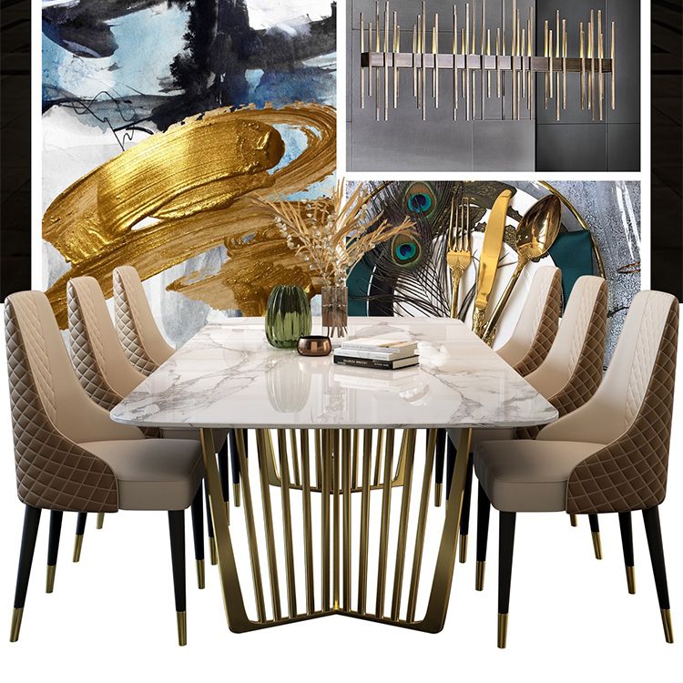 Luxury Sintered Stone Top Dining Set Rectangle 1/4/5/7/9 Pieces Dining Room Table Set Clearhalo 'Dining Room Sets' 'Dining Tables & Seating' 'dining_room_set' 'furn' 'furn_dining_room_set' 'Furniture' 'furniture_dining_room_set' 'Kitchen & Dining Furniture' 1200x1200_8f71e0bd-b4c0-41e6-a4ff-4ceb0c04f9e7