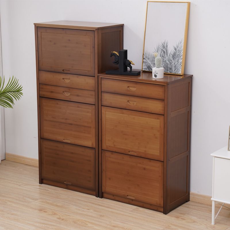 Mid Century Modern  Rectangle Cabinet Brown Accent Cabinet with Doors in Solid Wood