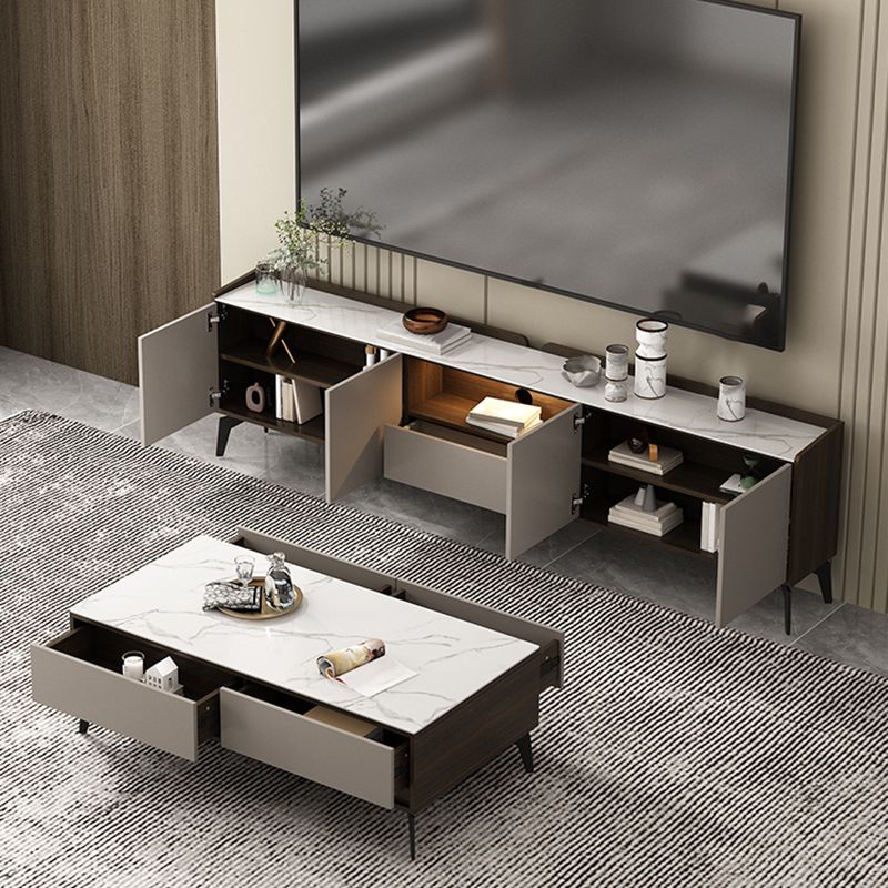 Stone Media Console TV Stand Modern TV Stand Console with Drawer Clearhalo 'furn' 'furn_tv_stands_entertainment_centers' 'Furniture' 'Living Room Furniture' 'TV Stands & Entertainment Centers' 'TV Stands & Media Storage Furniture' 'tv_stands_entertainment_centers' 1200x1200_8f744dce-02b8-474f-acfd-44950429c27a