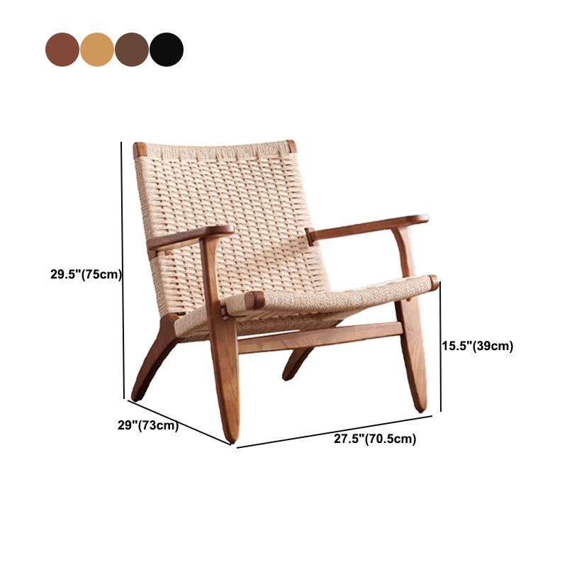 Nordic Arms Included Wood Square Arms Woven Back Lounge Accent Chair