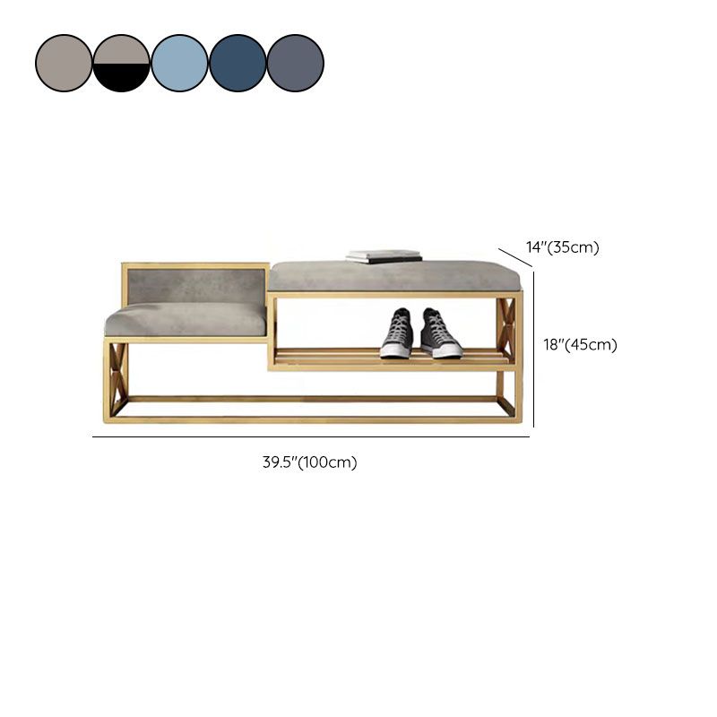 Panchina di ingresso moderna panca in metallo imbottito con deposito per scarpe, 14 "W