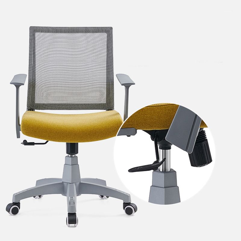 Mesh Mid Back Desk Chair Contemporary Fixed Arms Bureau stoel met wielen