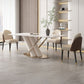 Modern Style Sintered Stone Dining Table with White Fixed Table and Trestle Base Clearhalo 'Dining Room Sets' 'Dining Tables & Seating' 'dining_room_set' 'furn' 'furn_dining_room_set' 'Furniture' 'furniture_dining_room_set' 'Kitchen & Dining Furniture' 'kitchen&dining_furn' 'kitchen' 1200x1200_8f7b73d7-85d6-4645-be03-2b10e57a5b41