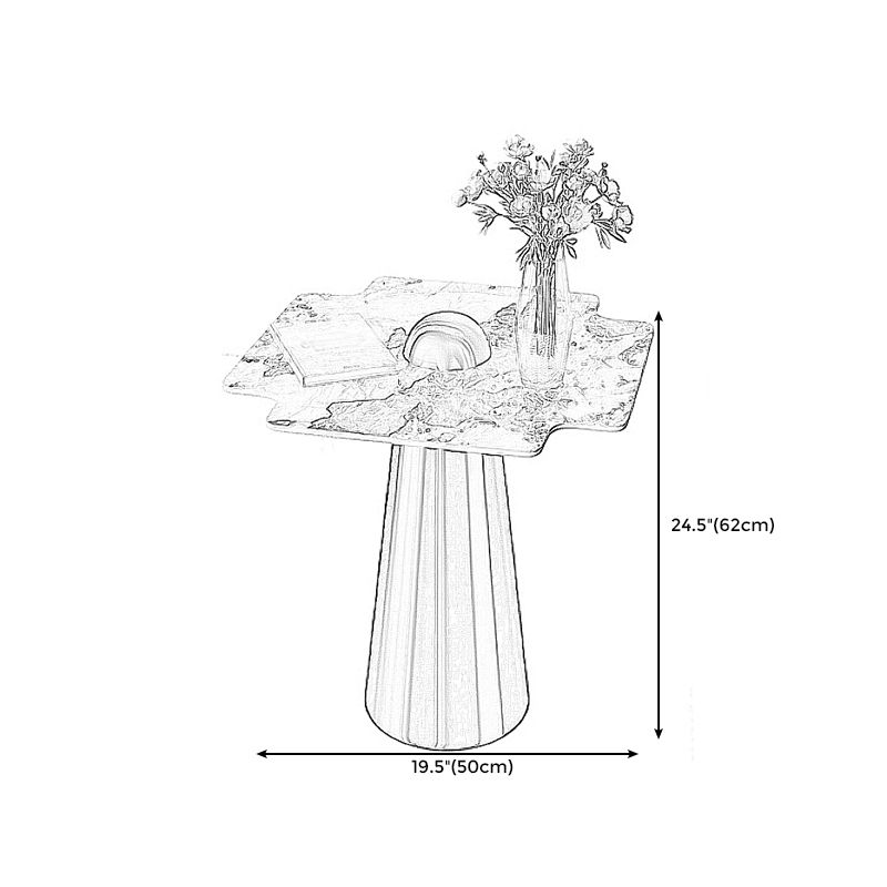 Contemporary Stone Top End Table Stainless Steel Pedestal Sofa Side Table