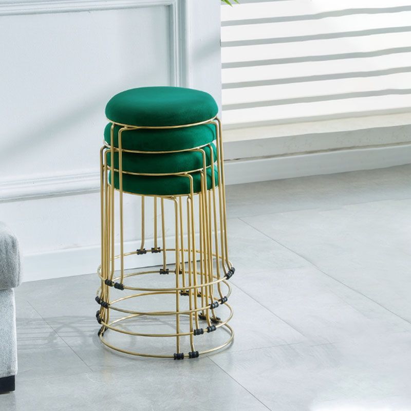 Metal Frame Pouf Plain Round Contemporary Velvet Fade Resistant Ottoman Clearhalo 'furn' 'furn_ottomans_poufs' 'Furniture' 'Living Room Furniture' 'Ottomans & Poufs' 'ottomans_poufs' 1200x1200_8f7cad80-2302-46b2-a6e3-42be80ae4f7d