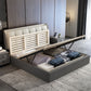 Lift Up Storage Bed Upholstered Wood Bed Frame with Headboard