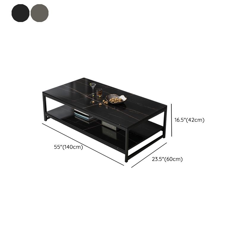 Rectangle Cocktail Table Frame Single Coffee Table with Shelf Clearhalo 'Coffee & Accent Tables' 'Coffee Tables' 'coffee_tables' 'furn' 'furn_coffee_tables' 'Furniture' 'Living Room Furniture' 1200x1200_8f7e9668-5802-4141-a57b-7d36dd6f7b13