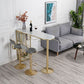 Glam Faux Marble Bistro Table Indoor Iron Double Pedestal Bar Dining Table with 3-Shelf Clearhalo 'Bar Furniture' 'Bar Tables' 'bar_tables' 'furn' 'furn_bar_tables' 'Furniture' 'furniture_bar_tables' 'Kitchen & Dining Furniture' 1200x1200_8f818e49-d131-437e-95d9-720a69374cca