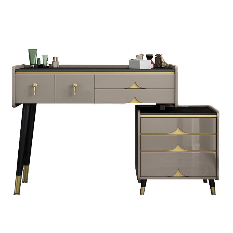 Glam Slate Top Vanity Dressing Table 7 Drawers Vanity Makeup Table Set
