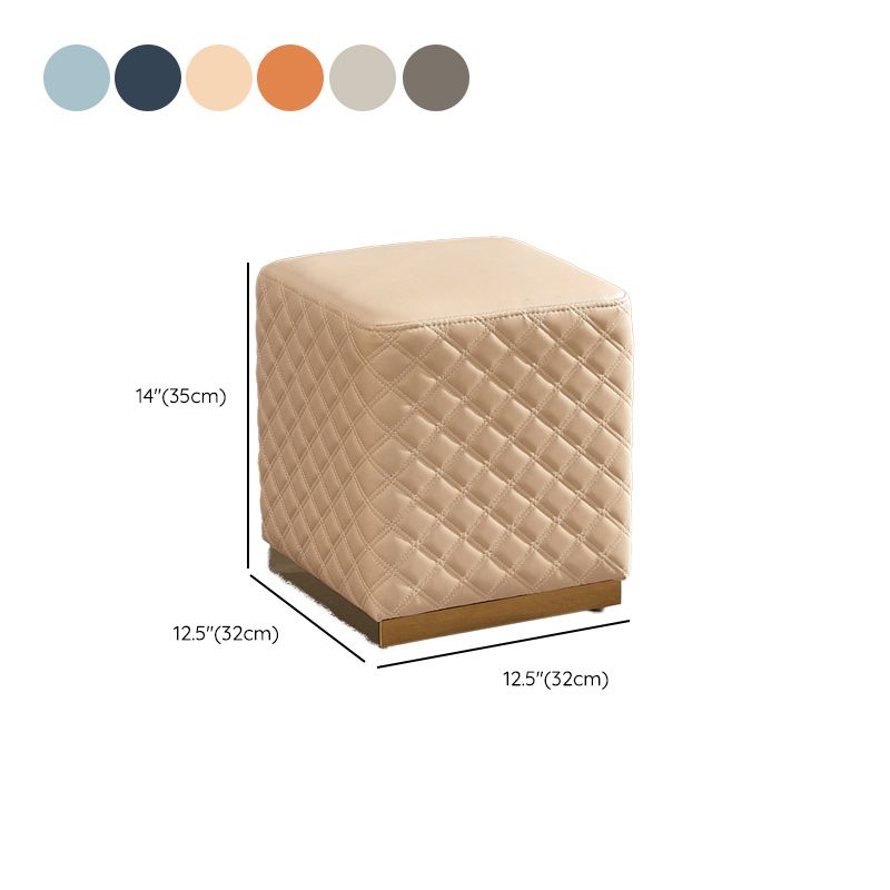 Glam Pouf Ottoman Genuine Leather Upholstered Solid Color Square Ottoman Clearhalo 'furn' 'furn_ottomans_poufs' 'Furniture' 'Living Room Furniture' 'Ottomans & Poufs' 'ottomans_poufs' 1200x1200_8f835a4d-0a83-49bb-b85e-771eaec55755