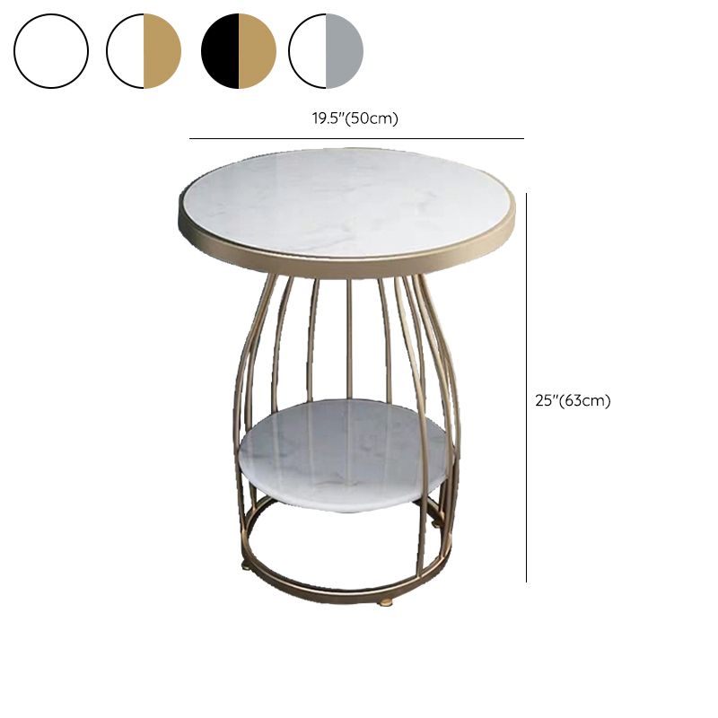 24.8 inch Tall Frame Metal Side Table with Shelf Glam Side End Table Clearhalo 'Coffee & Accent Tables' 'End & Side Tables' 'end_side_tables' 'furn' 'furn_end_side_tables' 'Furniture' 'Living Room Furniture' 1200x1200_8f83fb42-aab4-4089-b510-fcf908f56c59