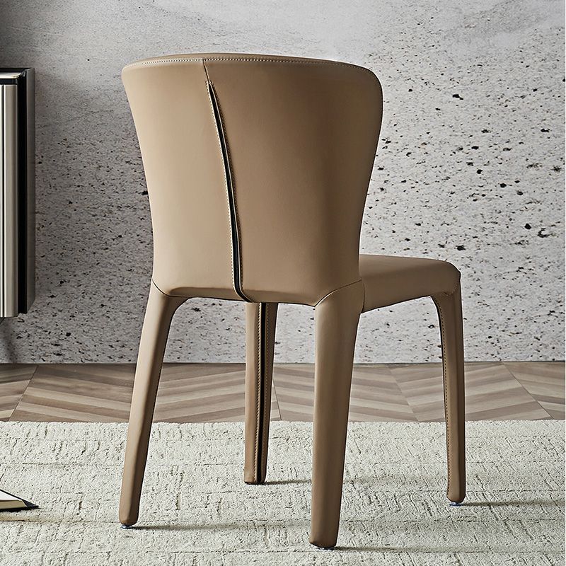 Moderne binnenarmloze eetkamerstoel faux leren zijstoel voor thuis