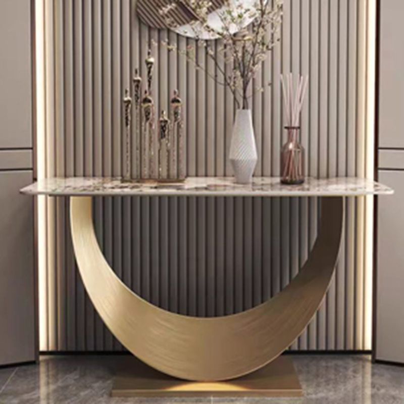 Half Moon Contemporary Console Table in Grey/Gold Stone Console Sofa Table