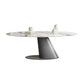Simplicity Oval Dining Table Sintered Stone Top Grey Pedestal Dining Table