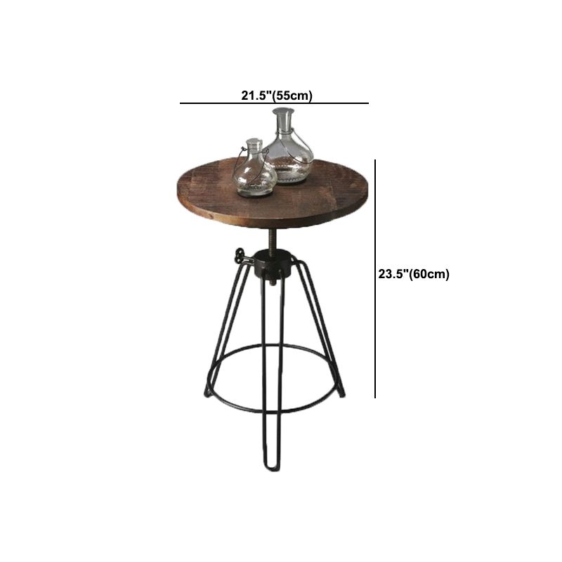 Mesa de altura lateral de estilo rústico tri pin de acento de acento de sofá redondo