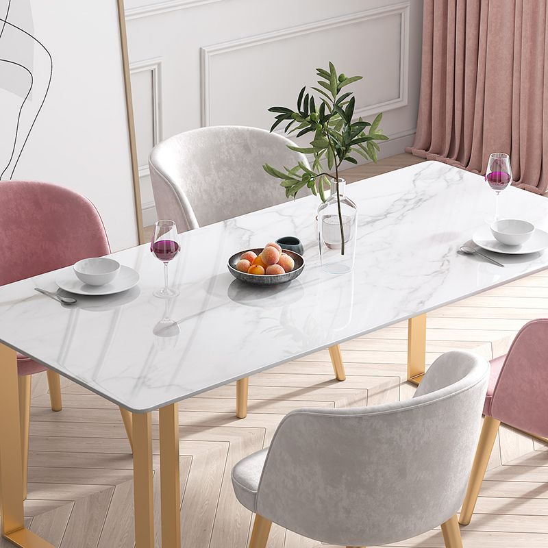 Scandinavian Sintered Stone Dining Table Set White Rectangle Dining Set for Home Use Clearhalo 'Dining Room Sets' 'Dining Tables & Seating' 'dining_room_set' 'furn' 'furn_dining_room_set' 'Furniture' 'furniture_dining_room_set' 'Kitchen & Dining Furniture' 'kitchen&dining_furn' 'kitchen' 1200x1200_8f860c95-e61d-464e-8347-b29a841a8c79