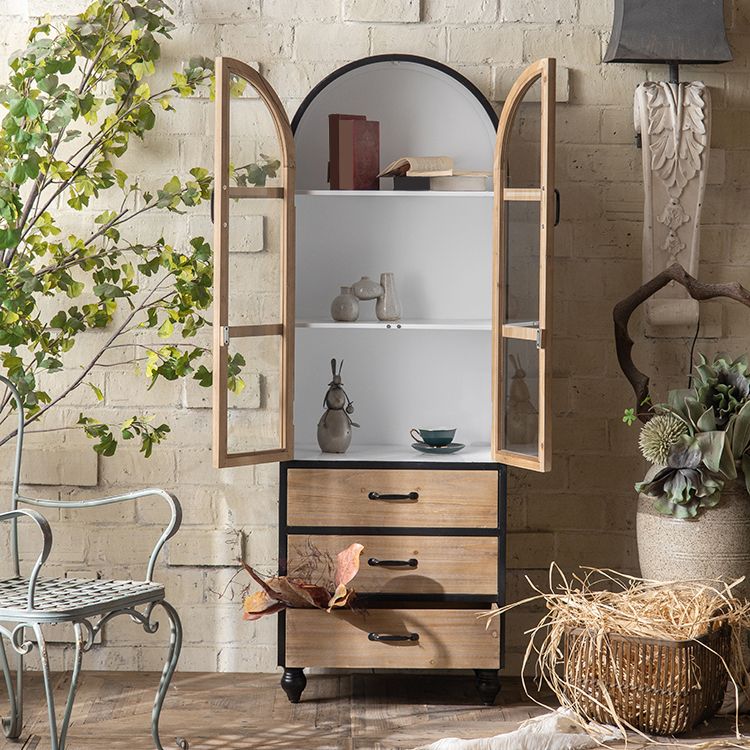 Traditional Solid Wood Display Stand Glass Doors Storage Cabinet for Living Room Clearhalo 'Display & China Cabinets' 'display_china_cabinets' 'furn' 'furn_display_china_cabinets' 'Furniture' 'Kitchen & Dining Furniture' 1200x1200_8f8698f3-201d-4fb4-a4b3-d203850ca472