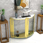 Half Moon Console Table with Storage Shelf and Abstract Base