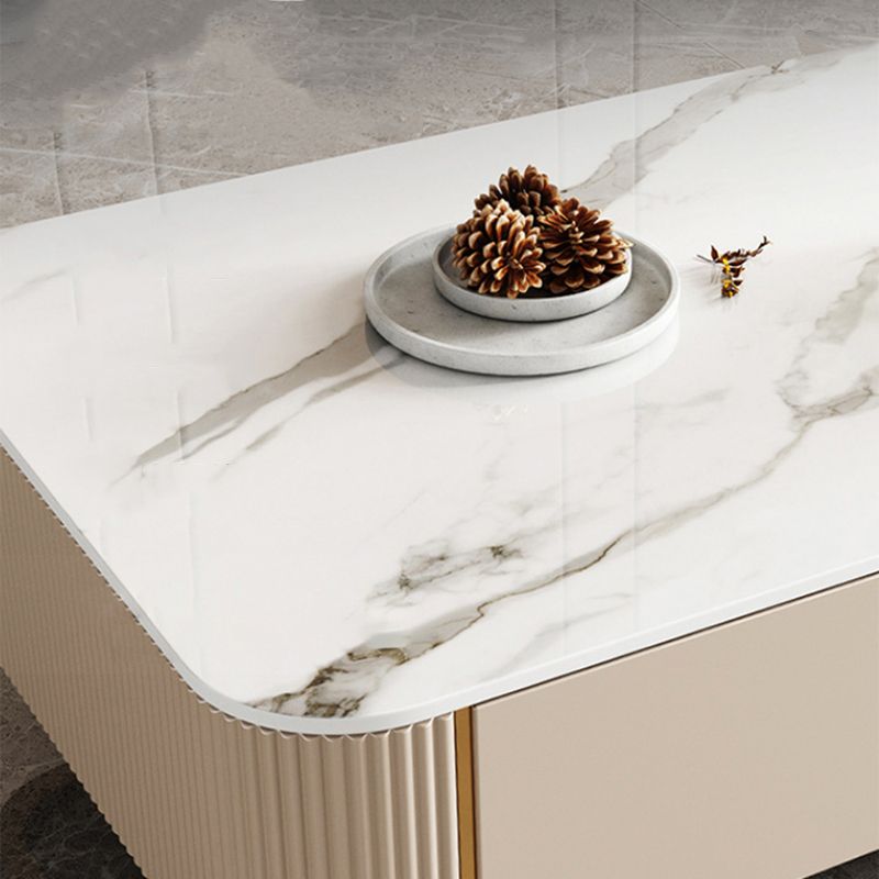 Modern Wooden TV Media Console Enclosed Storage White TV Console with Drawers