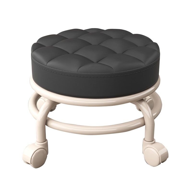 Stain Resistant Ottoman Solid PU Leather Tufted Round Ottoman with Wheels Clearhalo 'furn' 'furn_ottomans_poufs' 'Furniture' 'Living Room Furniture' 'Ottomans & Poufs' 'ottomans_poufs' 1200x1200_8f8c8f40-4565-4b01-a2e3-a5d99a3e51de
