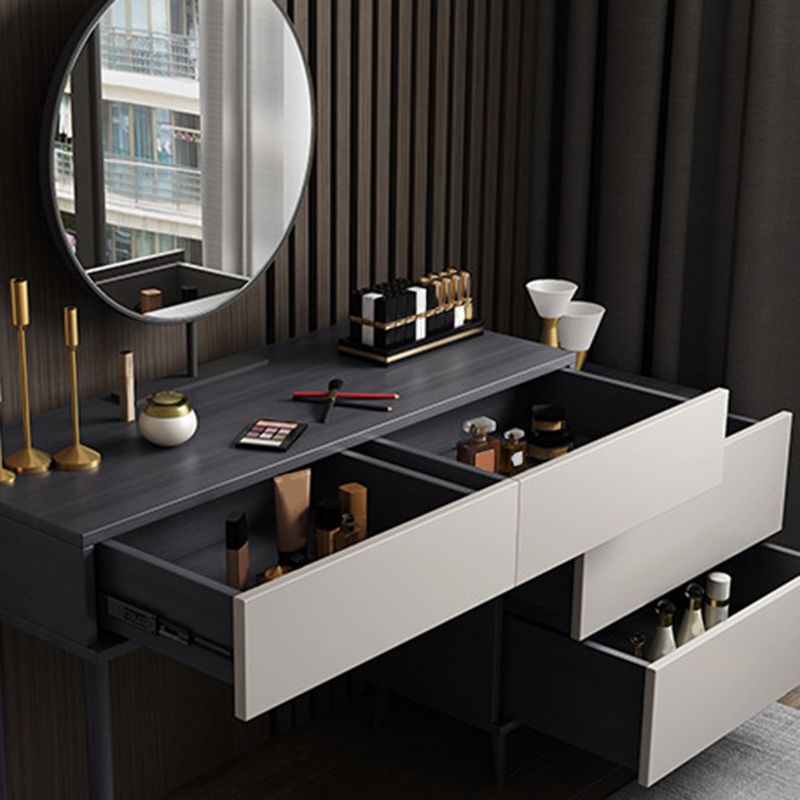 Modern Style White Wood-based Material Countertop Black Base with 4 Drawer Dresser Clearhalo 'Bedroom Furniture' 'furn' 'furn_makeup_vanities' 'Furniture' 'Makeup Vanities' 'makeup_vanities' 1200x1200_8f8c9626-fa34-4637-81bc-93d9c6b4731e