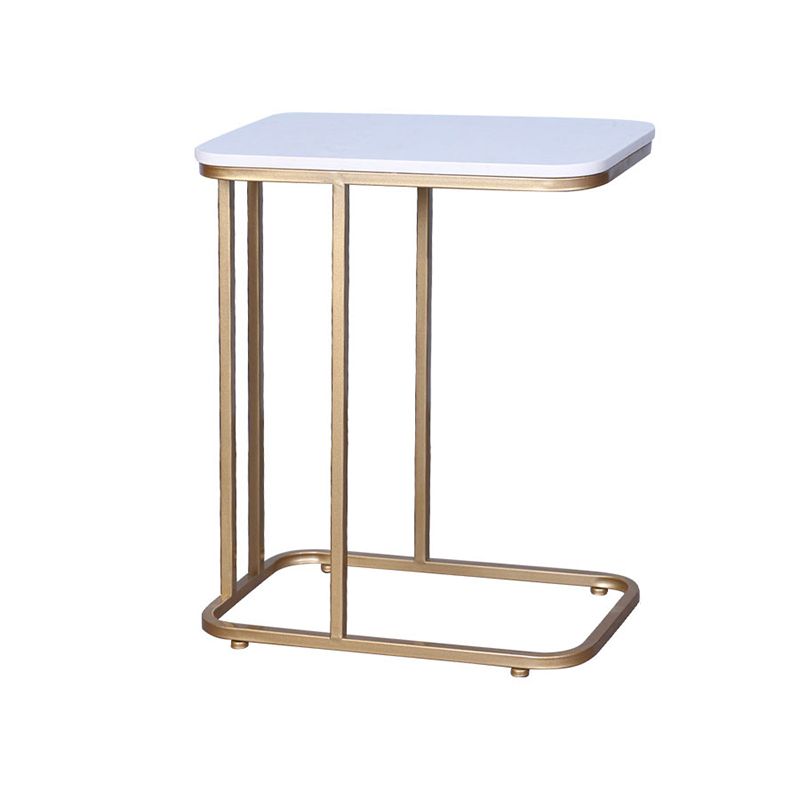 23.62" Tall Marble Top Side Accent Table Metal Frame End Table