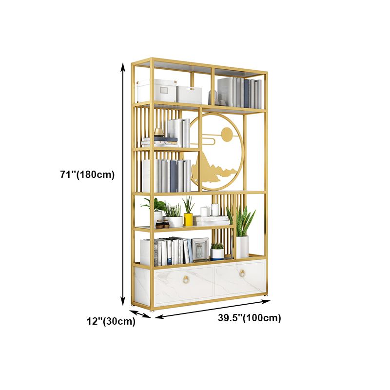 Modern Living Room Etagere Bookshelf Iron Frame Manufactured Wood Shelf Bookcase Clearhalo 'Bookcases' 'furn' 'furn_bookcases' 'Furniture' 'furniture_bookcases' 'Office Furniture' 1200x1200_8f8d3180-214e-40a4-9d23-9e0a6d67c79d