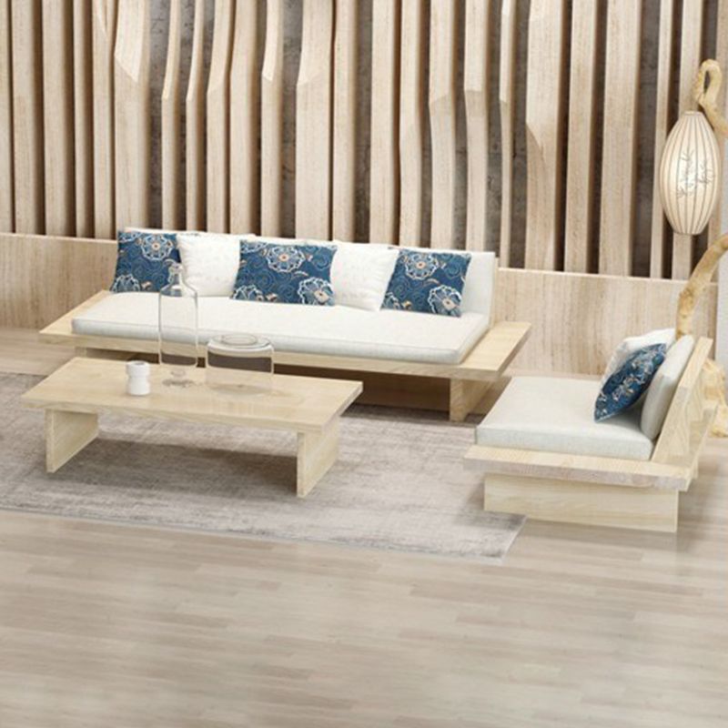 Divano a cornice in legno massiccio tropicale beige di divano cuscino con cuscini con cuscini