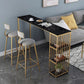Industrial Sintered Stone Pub Set 1/3 Piece Storage Bar Table with Upholstered Stool