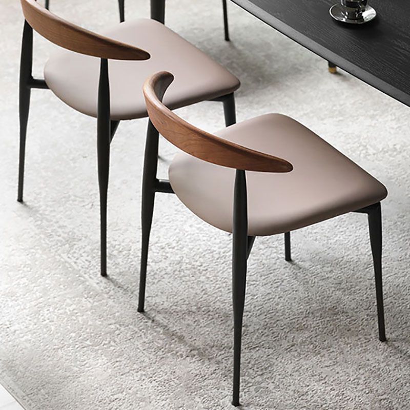 Industrial Design Armless Open Back Side Chairs Faux Leather Dining Chairs Clearhalo ' kitchen&dining_furn' 'Dining Chairs' 'Dining Tables & Seating' 'dining_chair' 'furn' 'furn_dining_chair' 'Furniture' 'furniture_dining_chair' 'Kitchen & Dining Furniture' 'kitchen' 1200x1200_8f9100ec-89a8-40fc-bfb6-2484ec177837