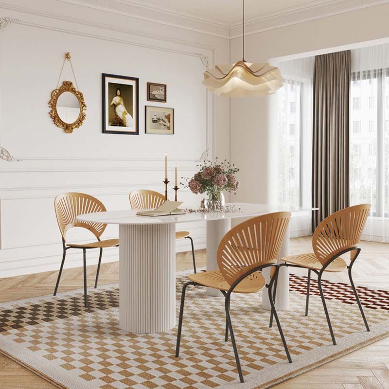 Contemporary Free Form Dining Table White Stone Top Table for Home Clearhalo 'Dining Tables & Seating' 'Dining Tables' 'dining_table' 'furn' 'furn_dining_table' 'Furniture' 'Kitchen & Dining Furniture' 1200x1200_8f955d9f-064f-439d-9d17-4099af432e72