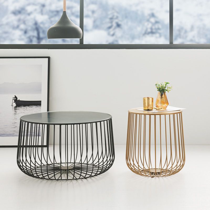 Metal Geometric Coffee Table Mid-Century Modern Frame Cocktail Table with Storage