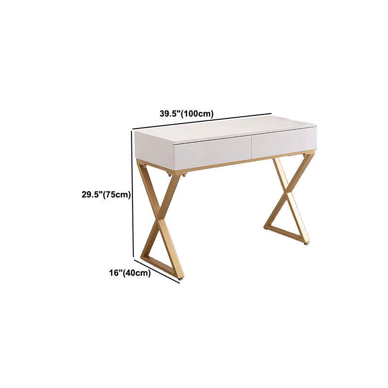 Contatore per trucco bianco brillante 15,74 "tavoli da vanità larghi con 2 cassetti