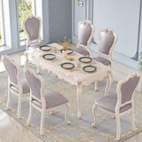 Rectangle Shape White Tone Dining Table Victoria 4 Legs Table for Dining Room Clearhalo ' dining_table' 'Dining Tables & Seating' 'Dining Tables' 'furn' 'furn_dining_table' 'Furniture' 'furniture_dining_table' 'Kitchen & Dining Furniture' 'kitchen&dining_furn' 'kitchen' 'kitchen_dining_table' 1200x1200_8f97e404-19c9-4abd-b409-b12cb08d3685