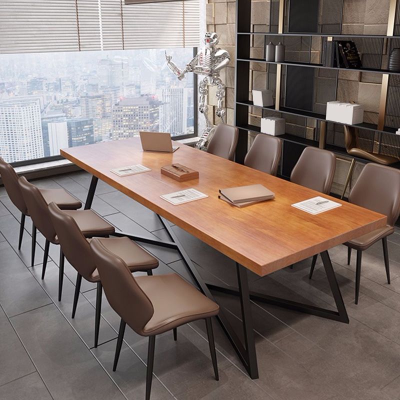 Metal Industrial Rectangle Dining Table Pine Wood Top Table for Kitchen Clearhalo ' dining_table' 'Dining Tables & Seating' 'Dining Tables' 'furn' 'furn_dining_table' 'Furniture' 'furniture_dining_table' 'Kitchen & Dining Furniture' 'kitchen&dining_furn' 'kitchen' 'kitchen_dining_table' 1200x1200_8f984123-ad71-4083-b022-7dd4e81c537a