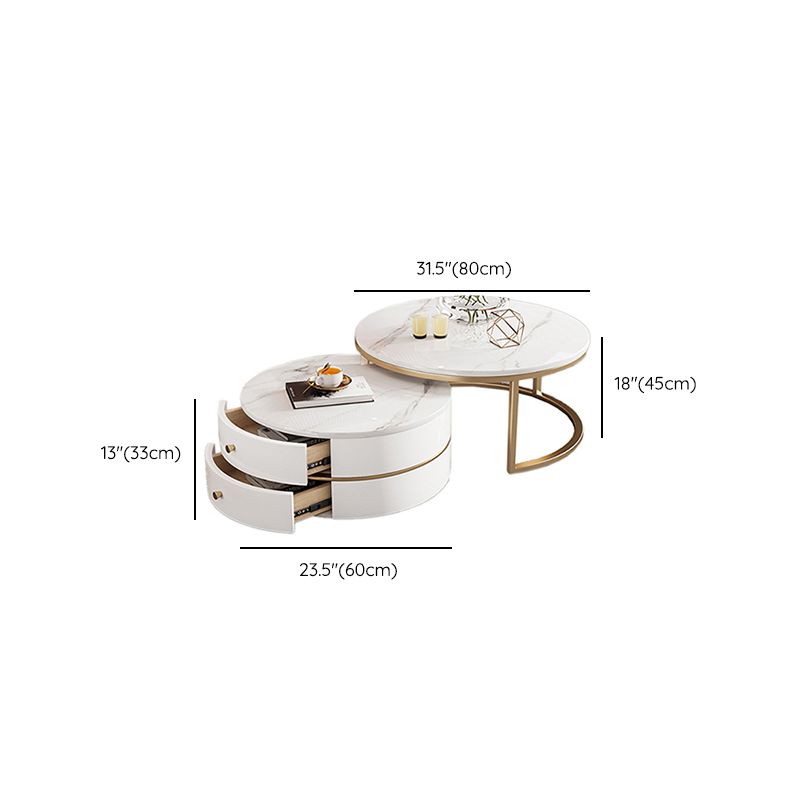 Modern Coffee Table Frame 2 Piece Nesting Tables with Golden Legs Clearhalo 'Coffee & Accent Tables' 'Coffee Tables' 'coffee_tables' 'furn' 'furn_coffee_tables' 'Furniture' 'Living Room Furniture' 1200x1200_8f984d77-be20-4470-ad2b-3c6362c0d707