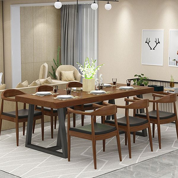 Metal Industrial Rectangle Dining Table Solid Wood Table for Kitchen and Dining Room Clearhalo ' dining_table' 'Dining Tables & Seating' 'Dining Tables' 'furn' 'furn_dining_table' 'Furniture' 'furniture_dining_table' 'Kitchen & Dining Furniture' 'kitchen&dining_furn' 'kitchen' 'kitchen_dining_table' 1200x1200_8f988770-a40c-4588-9245-492135a2341e