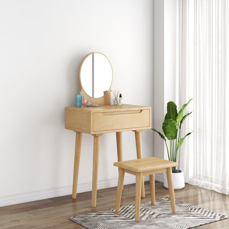 1/4-Drawer Wooden Vanity Makeup Table Set Vanity Stool - 53.15" H Clearhalo 'Bedroom Furniture' 'furn' 'furn_makeup_vanities' 'Furniture' 'Makeup Vanities' 'makeup_vanities' 1200x1200_8f993dd9-ec32-4377-a363-146236620e79