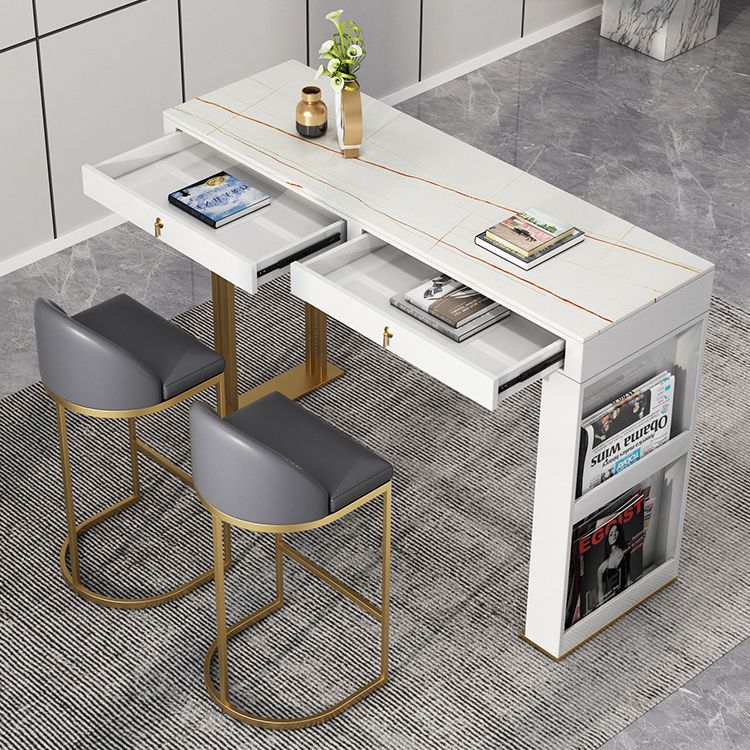 Marble Bistro Bar Table with Rectangle Table Top Double Pedestal Table Clearhalo 'Bar Furniture' 'Bar Tables' 'bar_tables' 'furn' 'furn_bar_tables' 'Furniture' 'Kitchen & Dining Furniture' 1200x1200_8f9a1bb9-d229-4d20-8f41-580568710456