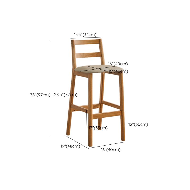 Contemporary Upholstered Armless Bar Stool with Solid Wood Base