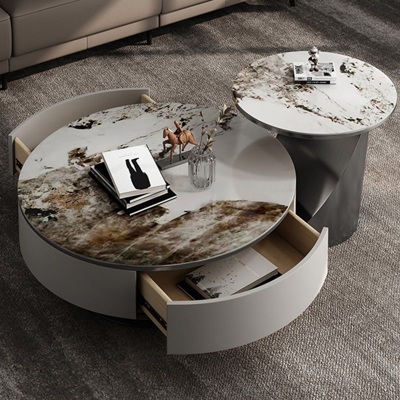 Glam Nesting Coffee Table Set Pedestal Coffee Table with Storage Drawers Clearhalo 'Coffee & Accent Tables' 'Coffee Tables' 'coffee_tables' 'furn' 'furn_coffee_tables' 'Furniture' 'Living Room Furniture' 1200x1200_8f9c5a26-67e3-42f9-b904-d55567504b5c