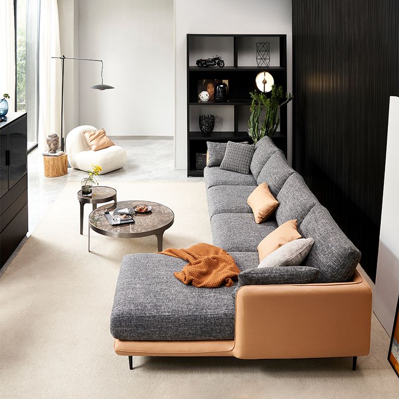 Modern Tuxedo Arm Removable Cushions Sofa with Pillows 35.43" for Living Room Clearhalo 'furn' 'furn_sectionals' 'Furniture' 'furniture_sectionals' 'kitchen' 'kitchen_sectionals' 'Living Room Furniture' 'Sectionals' 1200x1200_8f9cee6e-027e-4e4a-b175-04a2acaecfb0