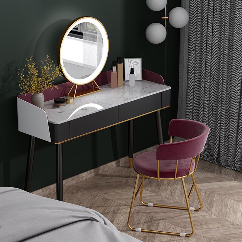 Contemporary Wooden Makeup Vanity Set Slate Top 2-Drawer Dressing Table Clearhalo 'Bedroom Furniture' 'furn' 'furn_makeup_vanities' 'Furniture' 'Makeup Vanities' 'makeup_vanities' 1200x1200_8f9eda1a-6b94-40d8-9cfb-055c438ca92c