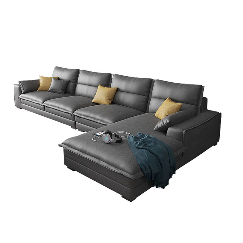 135.83" W √ó 70.87" D √ó 35.43" H L-Shape Faux Leather High Back Square Arm Sectional Clearhalo 'furn' 'furn_sectionals' 'Furniture' 'furniture_sectionals' 'kitchen' 'kitchen_sectionals' 'Living Room Furniture' 'Sectionals' 1200x1200_8fa29d30-4e60-4b6c-8d73-5d33bda30786