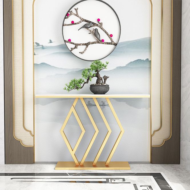 Contemporary Stone Console Sofa Table Rectangle Iron End Table for Hall Clearhalo 'Console Tables' 'console_tables' 'Entry & Mudroom Furniture' 'furn' 'furn_console_tables' 'Furniture' 1200x1200_8fa4313a-e731-4955-a179-2ae08c4ee988