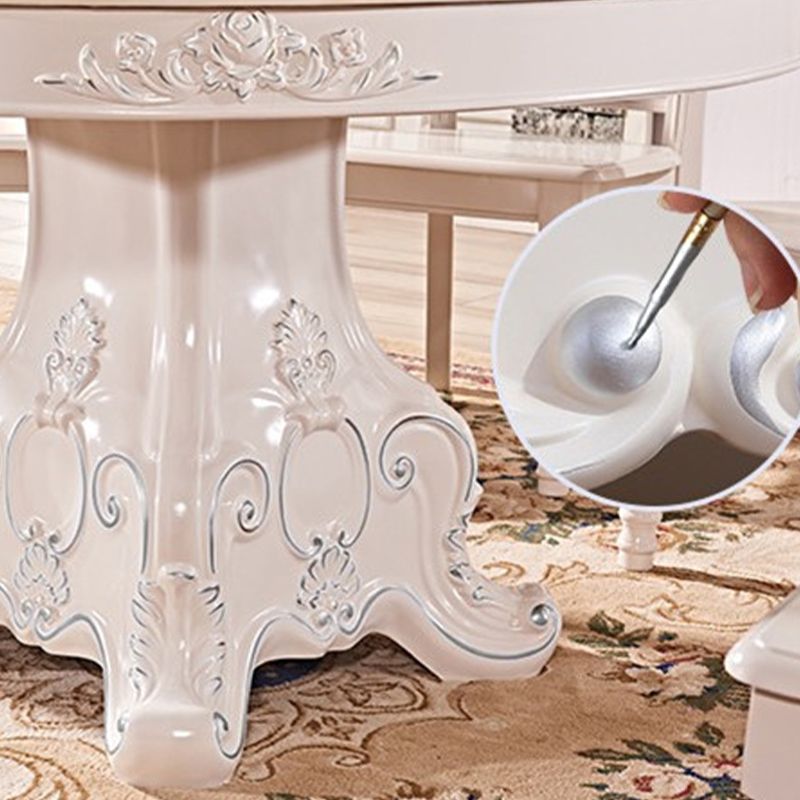 オークウッドベースビクトリア朝のダイニングテーブル丸い大理石のトップテーブルと台座