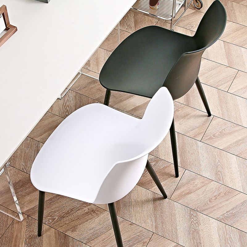 Nordic Solid Back Side Chair Plastic Indoor Arm Chair with Metal Base for Restaurant Clearhalo 'Dining Chairs' 'Dining Tables & Seating' 'dining_chair' 'furn' 'furn_dining_chair' 'Furniture' 'Kitchen & Dining Furniture' 1200x1200_8fa50c49-0aa3-4529-afa0-4c01d2c58253